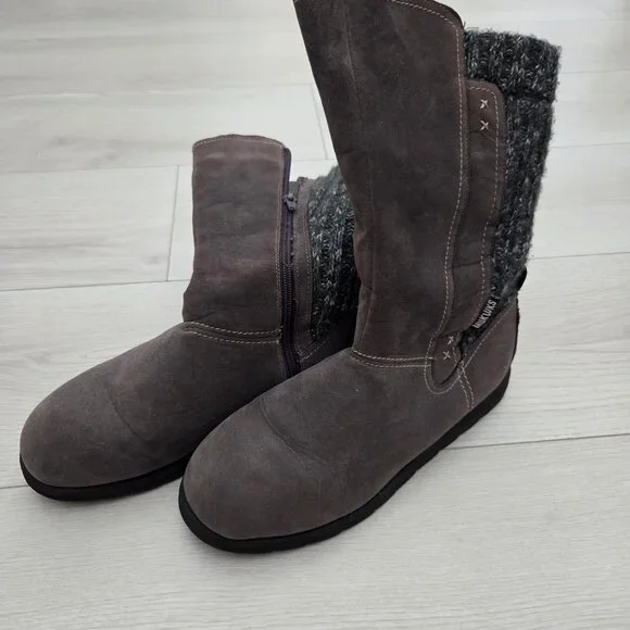 Muk Luks Womens 9 Gray Boots Shoes Lila Sherpa Fleece Lining Winter - Picture 4 of 8